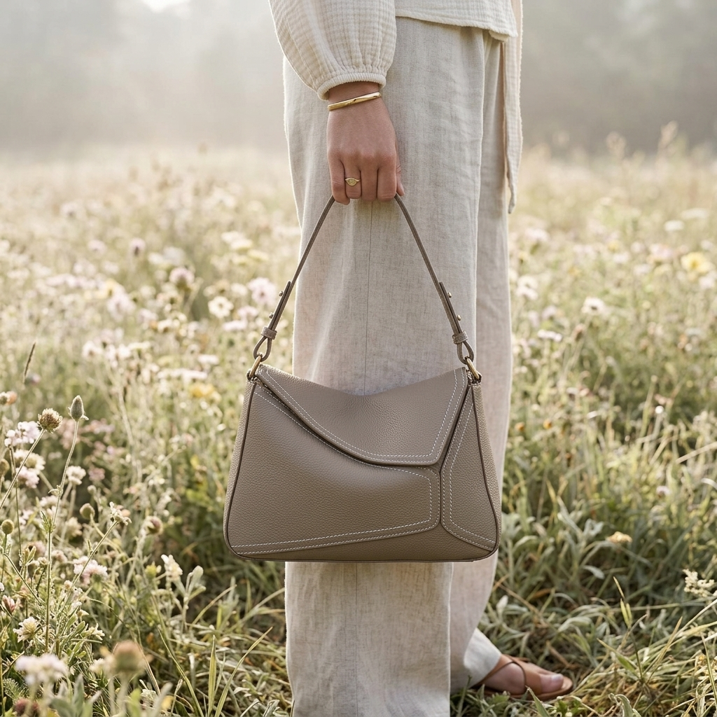 The Lotus Leather Sling Handbag in Pure Leather