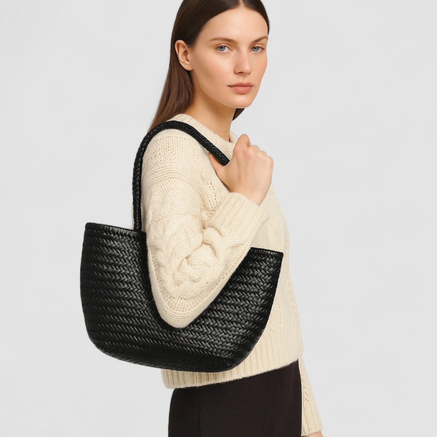The Siena Braided Tote in Pure Leather