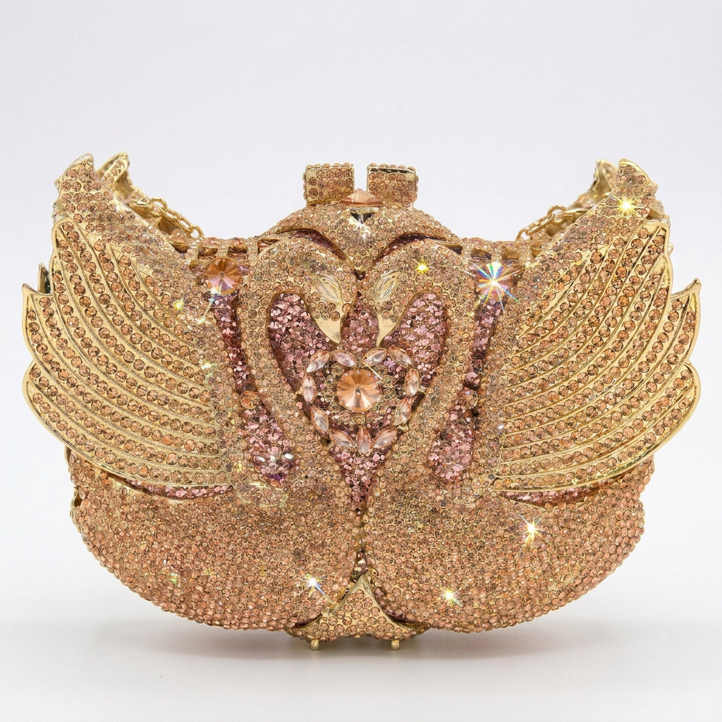 Midnight Swan Crystal Clutch