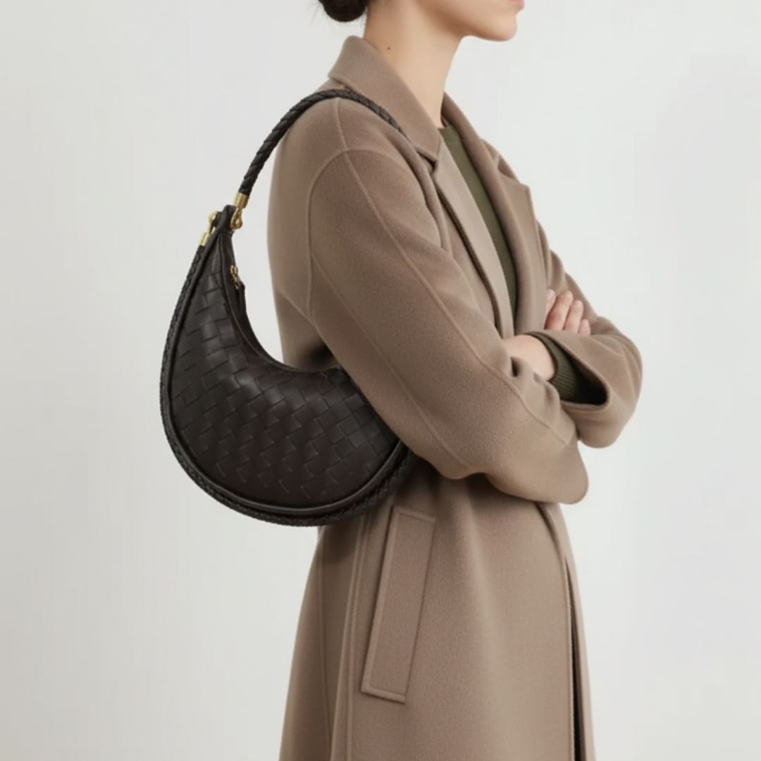 Elena Crescent Bag in Pure Leather