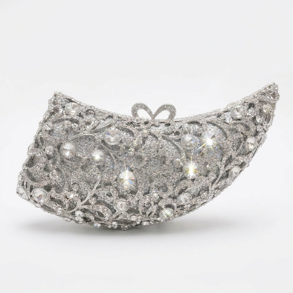 Moonbeam Crescent Crystal Clutch
