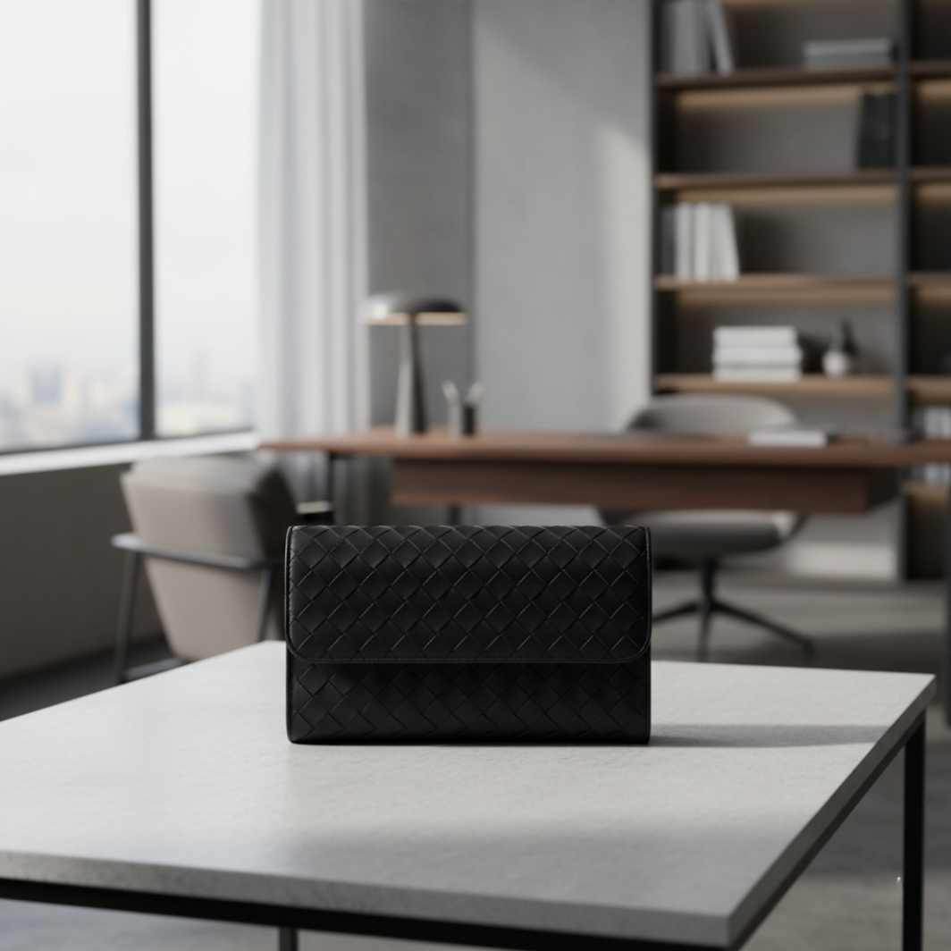 Arden Noir Weave Leather Handbag