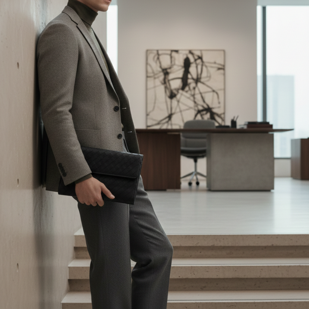 Arden Noir Weave Leather Handbag