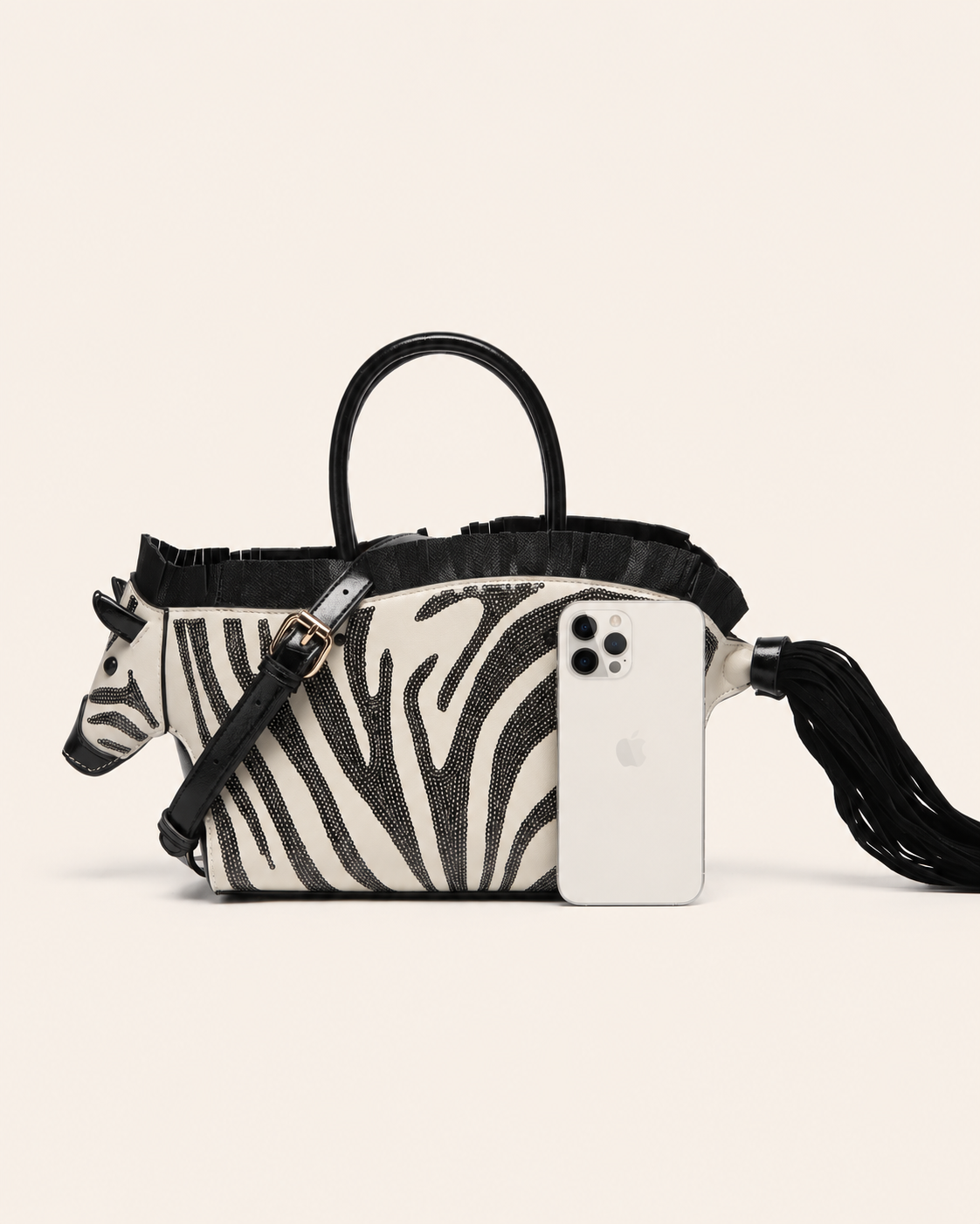 Zebretta Noir Handbag in Vegan Leather