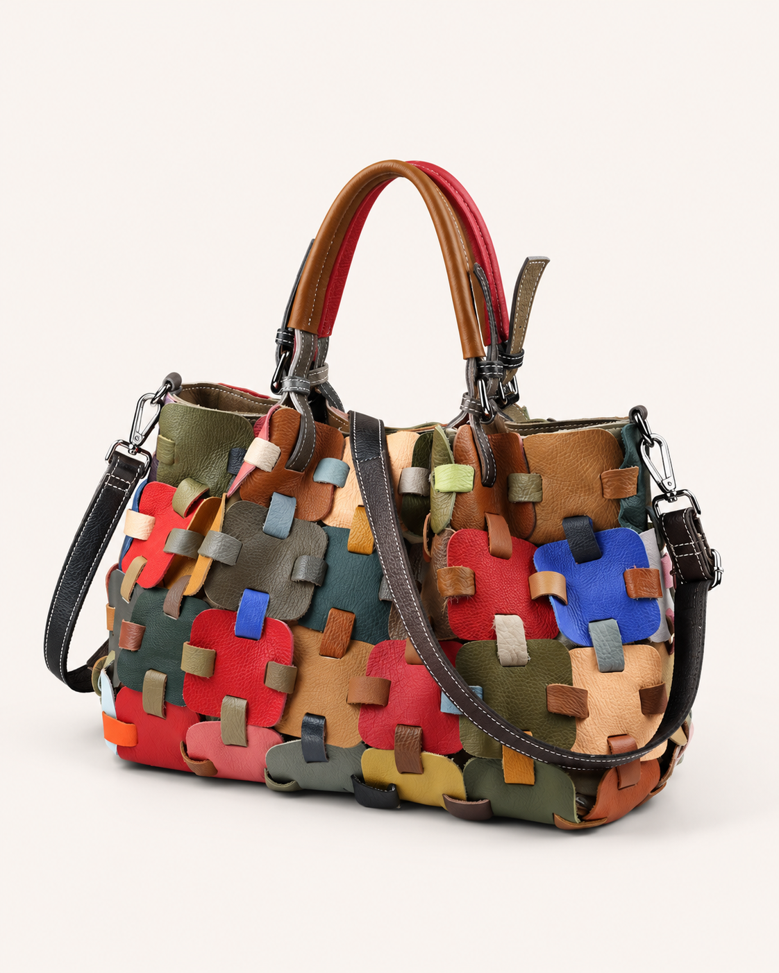 Puzzle Tote in Pure Leather