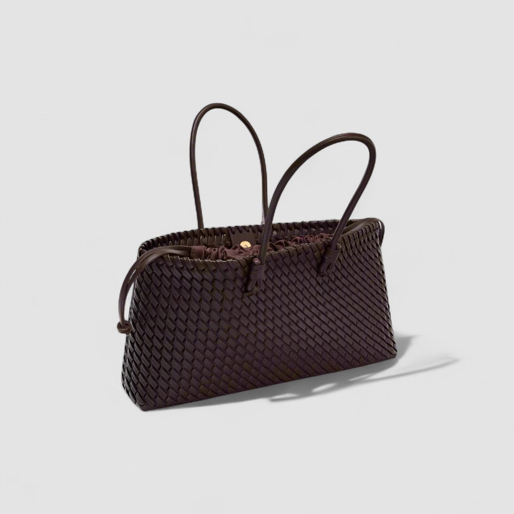 Alma Oversized Shoulder Bag In Woven Vegan Leather