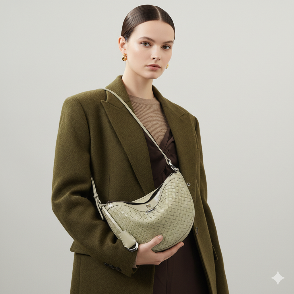 Lunara Woven Hobo Bag in Pure Leather