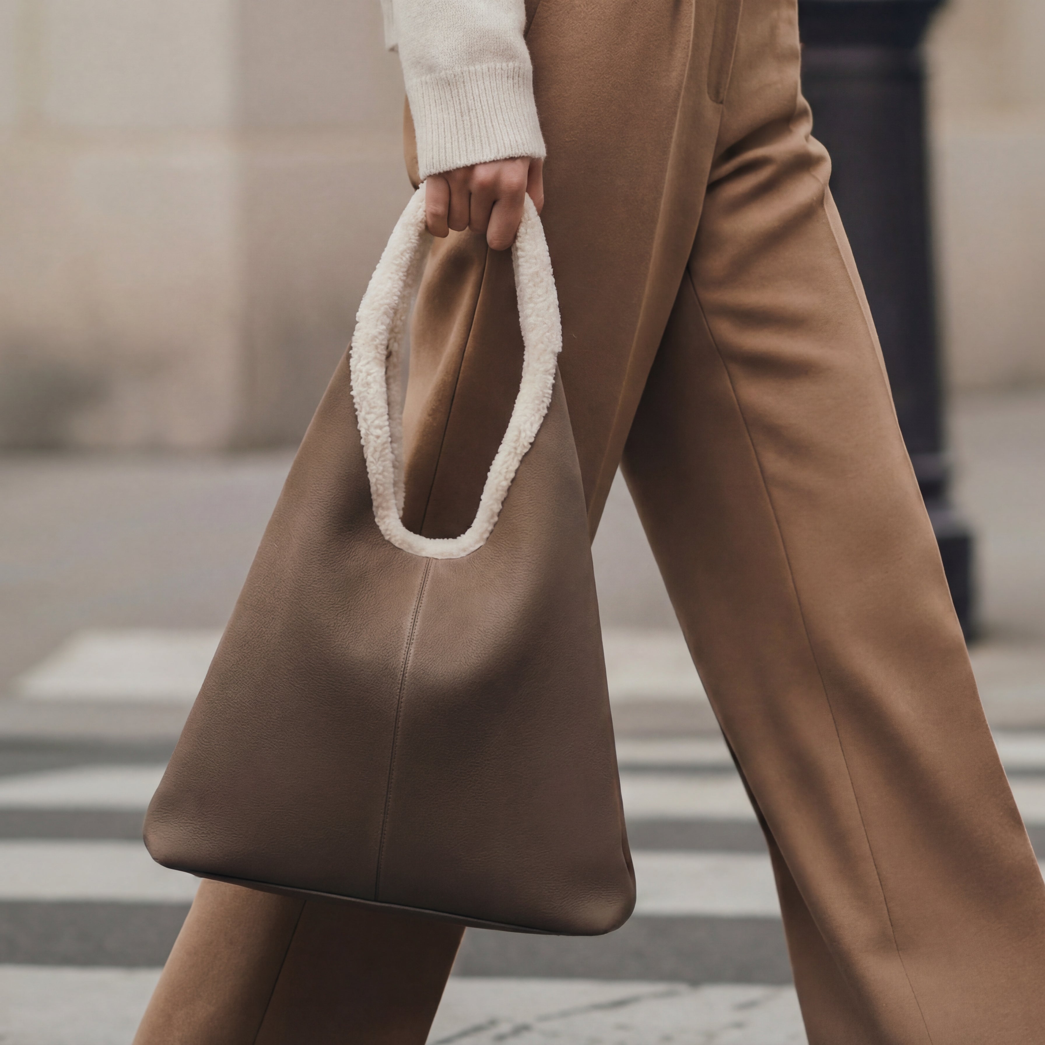 Solace Shearling Tote in Pure Leather