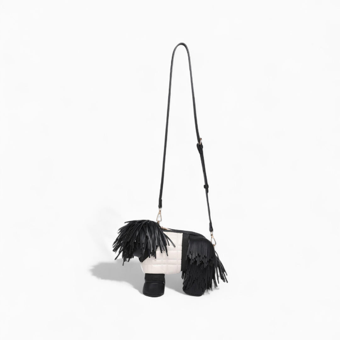 Fringe Pup Couture Bag in Vegan Leather