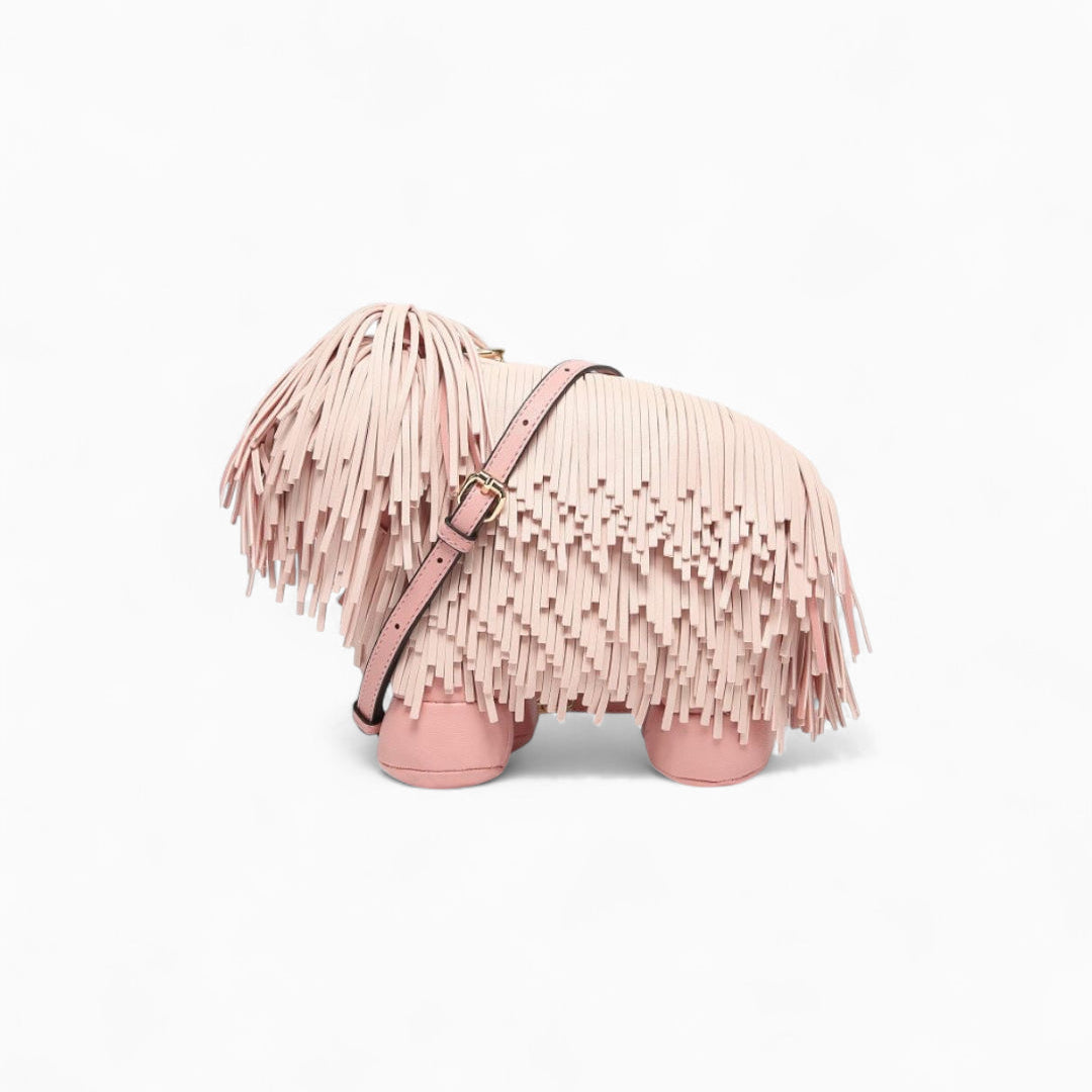 Fringe Pup Couture Bag in Vegan Leather