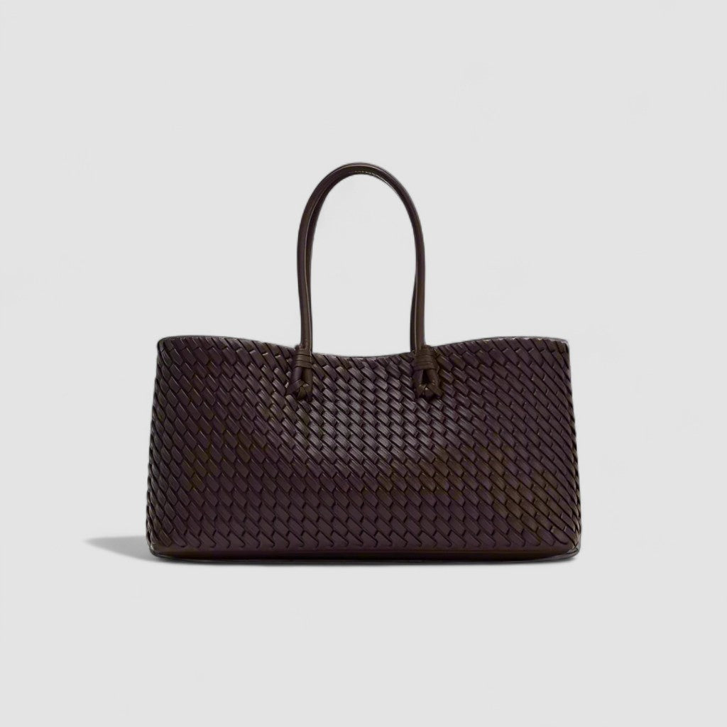 Alma Oversized Shoulder Bag In Woven Vegan Leather