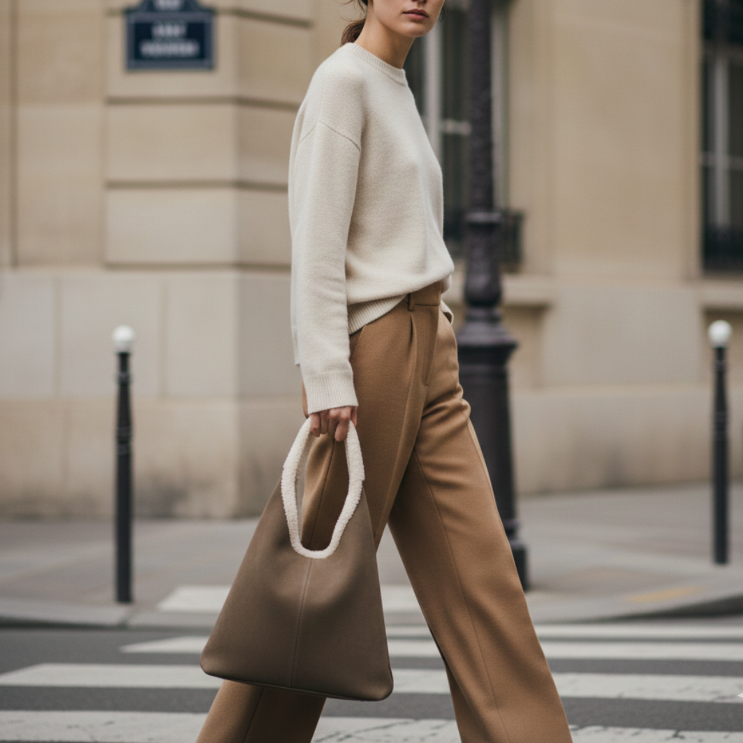 Solace Shearling Tote in Pure Leather