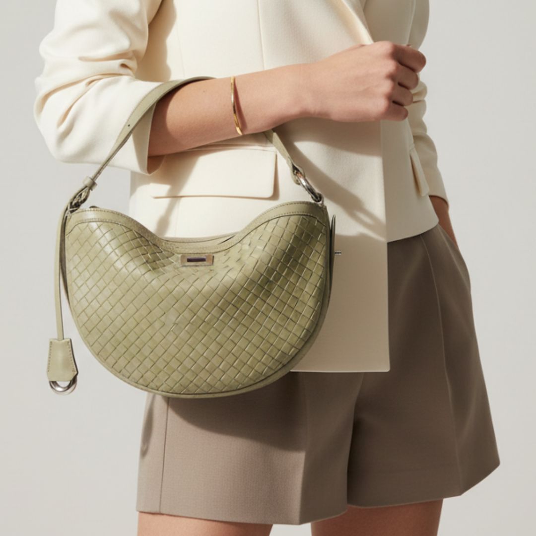 Lunara Woven Hobo Bag in Pure Leather