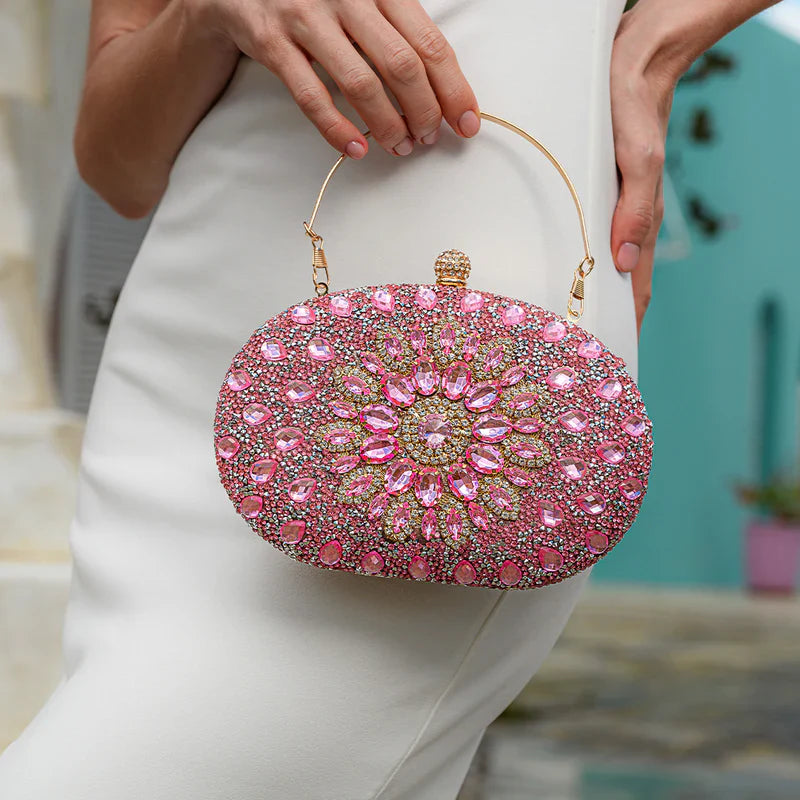 Colette Diamond Encrusted Clutch Bag - Pink - Pine Drew Lifestyle