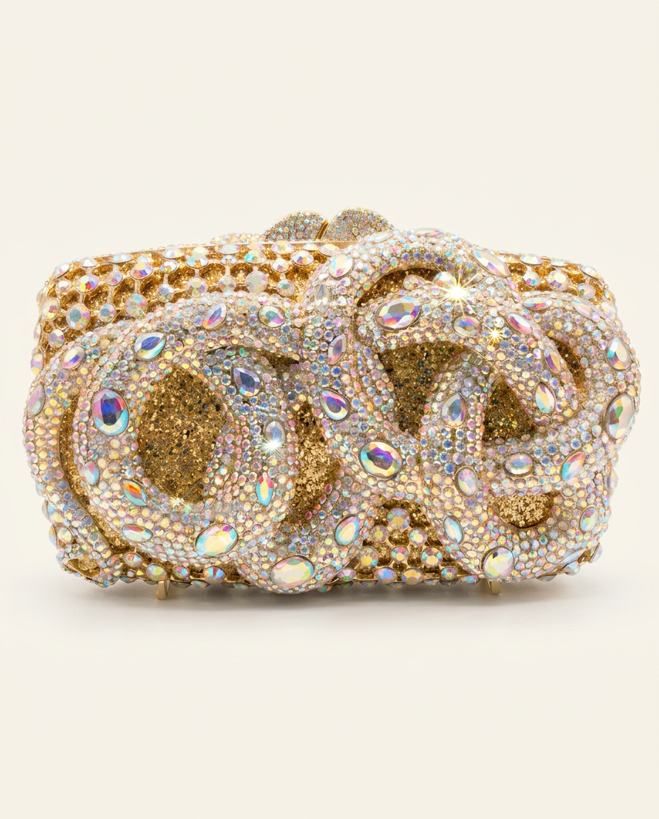 Golden Orbit Crystal Clutch