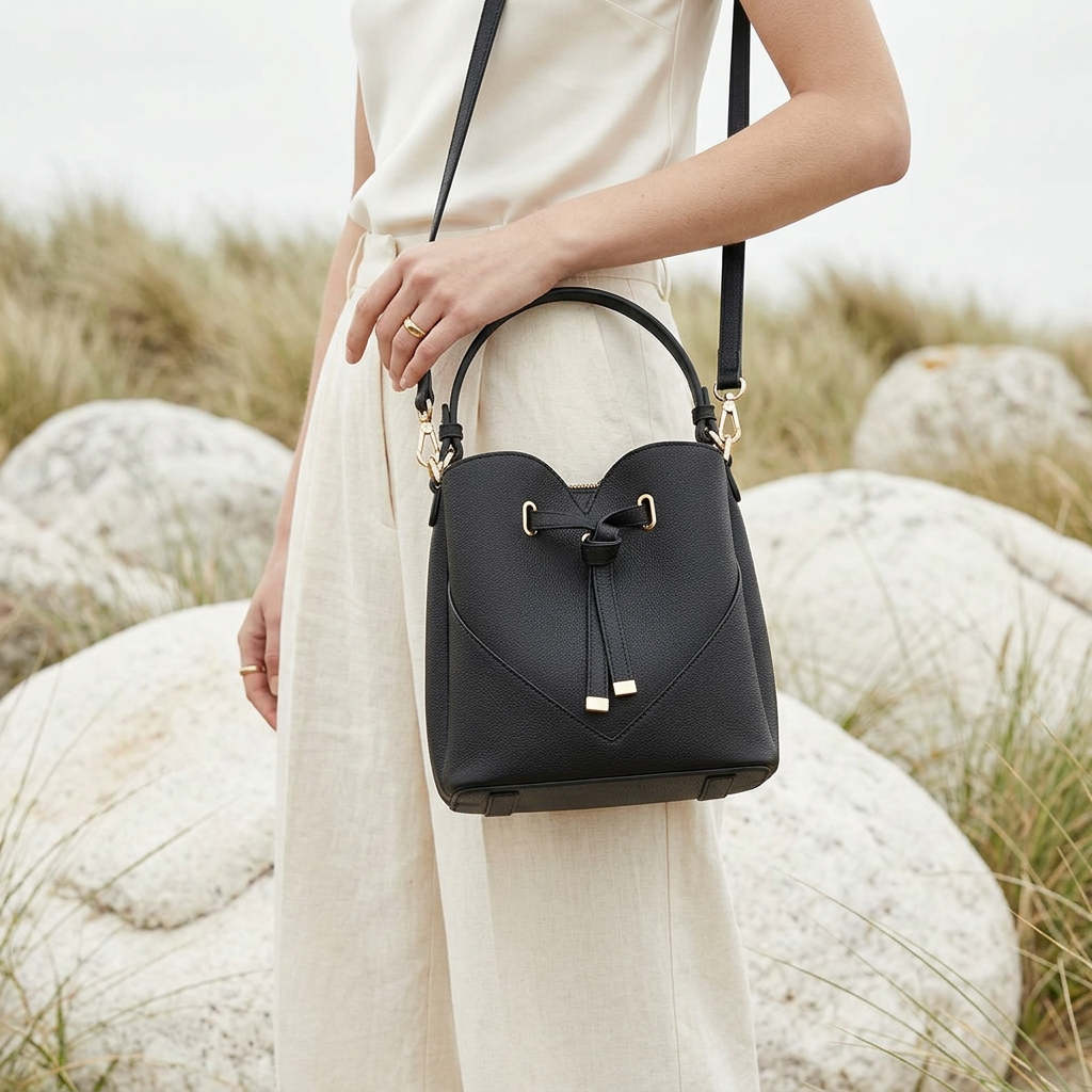 Heartstring Bucket Bag in Vegan Leather