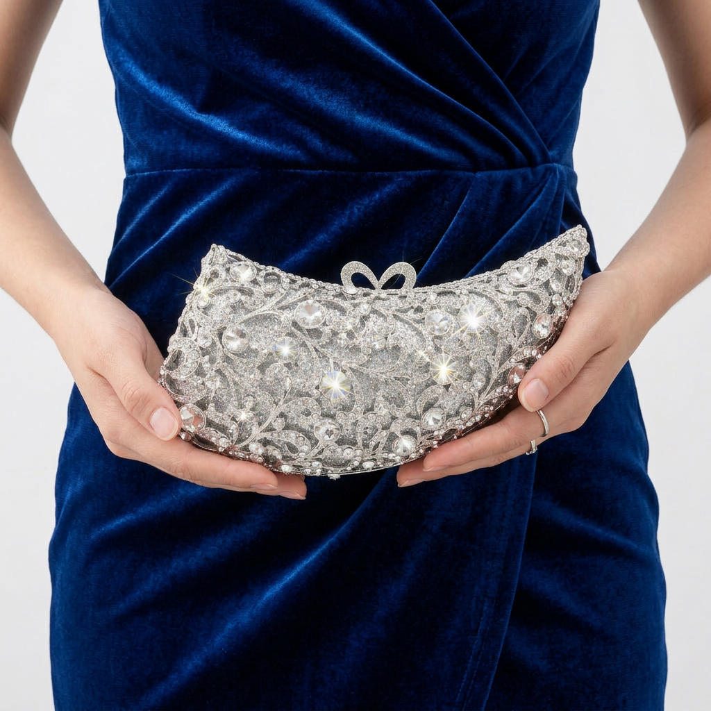 Moonbeam Crescent Crystal Clutch