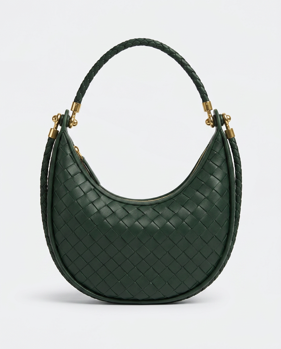 Elena Crescent Bag in Pure Leather