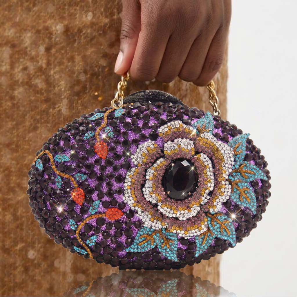 Midnight Rose Crystal Clutch