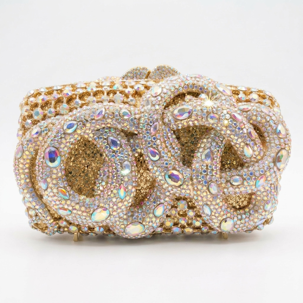 Golden Orbit Crystal Clutch
