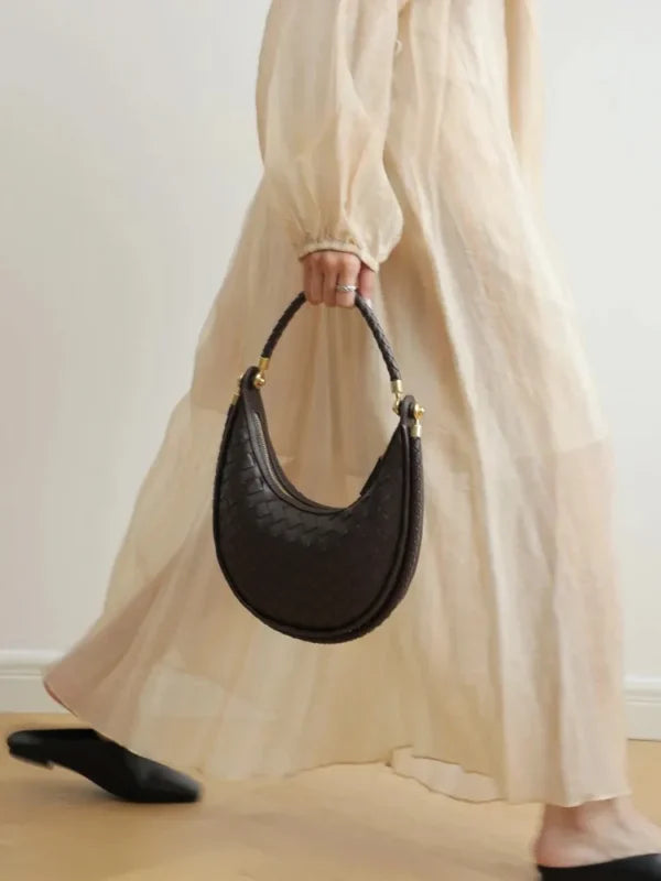 Elena Crescent Bag in Pure Leather
