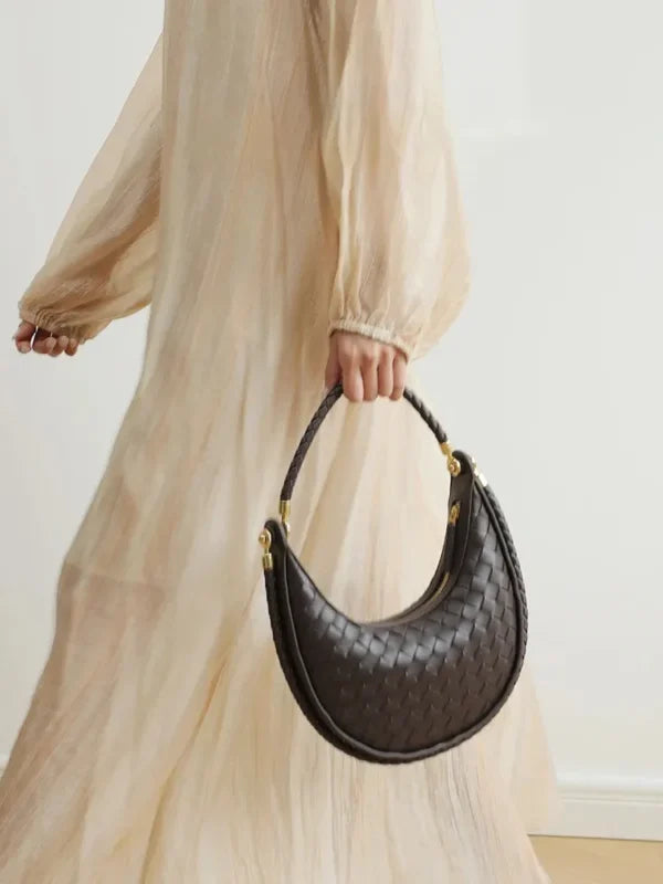 Elena Crescent Bag in Pure Leather