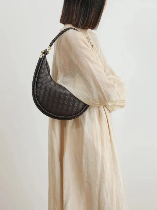 Elena Crescent Bag in Pure Leather