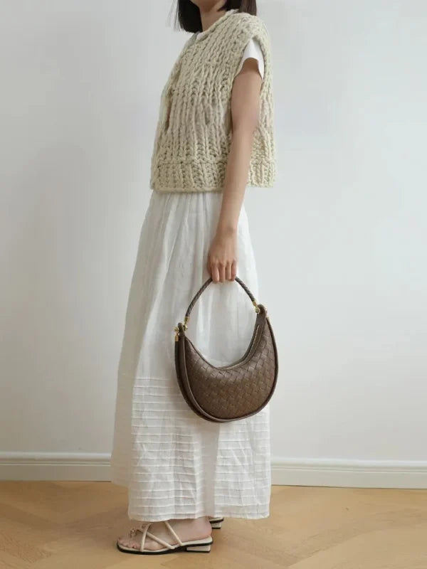 Elena Crescent Bag in Pure Leather