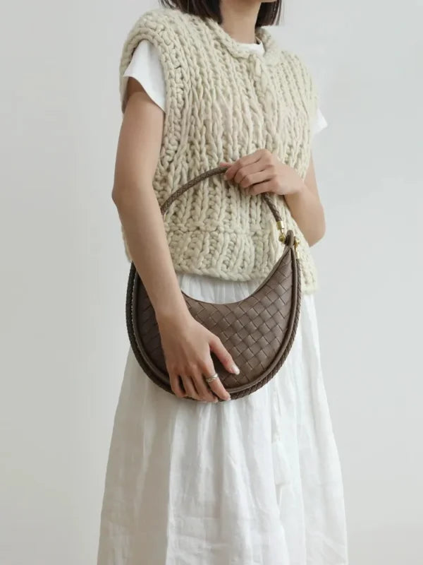 Elena Crescent Bag in Pure Leather