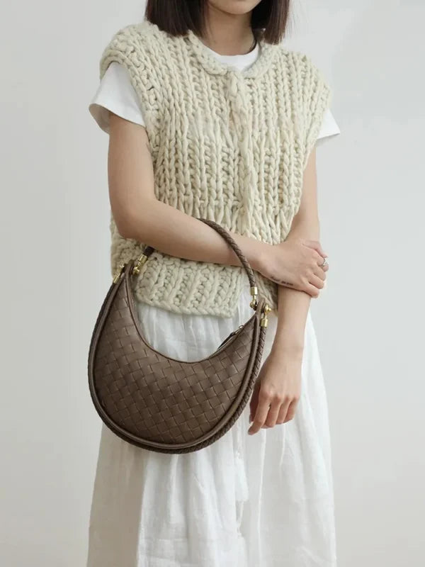 Elena Crescent Bag in Pure Leather