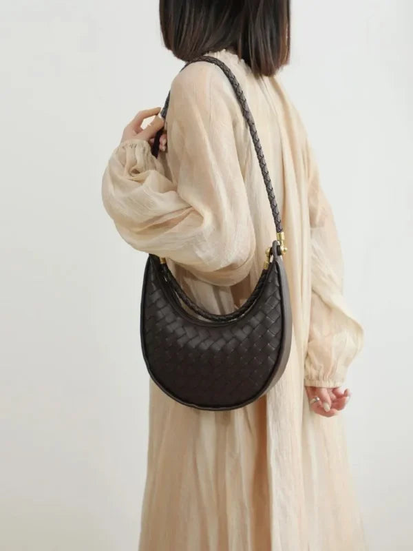 Elena Crescent Bag in Pure Leather