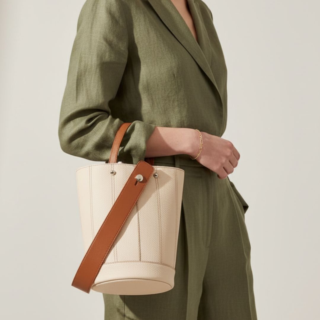 The Camille Bucket  in Pure Leather