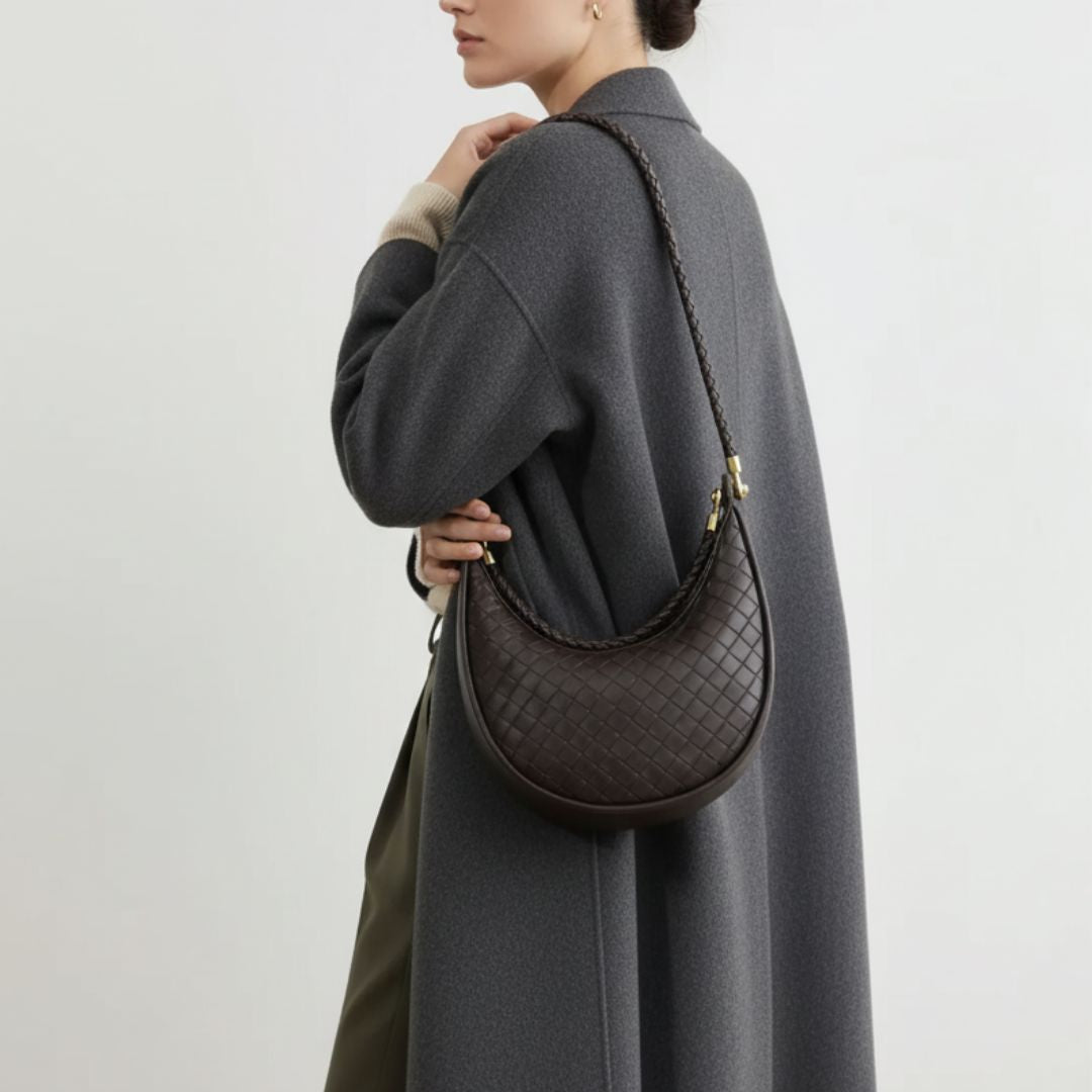 Elena Crescent Bag in Pure Leather
