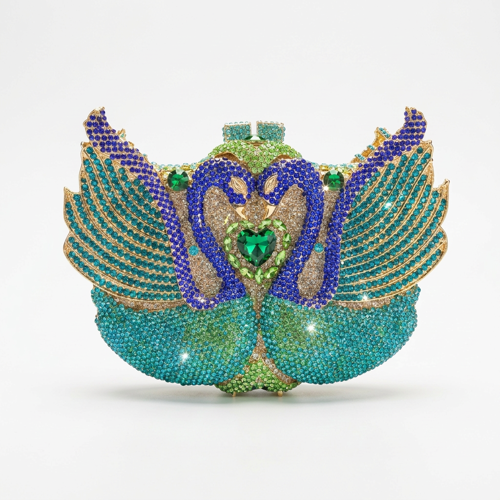Midnight Swan Crystal Clutch