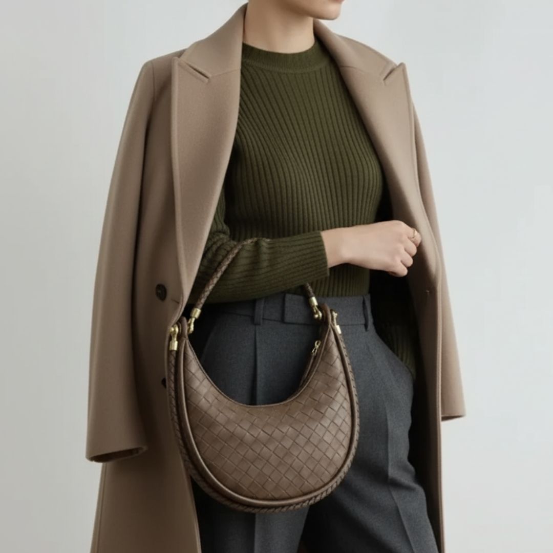 Elena Crescent Bag in Pure Leather