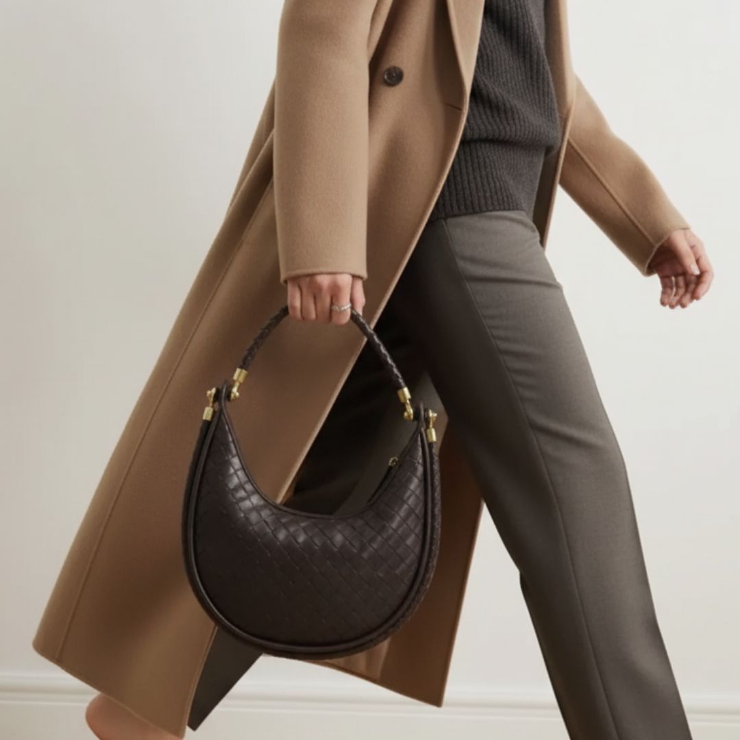 Elena Crescent Bag in Pure Leather