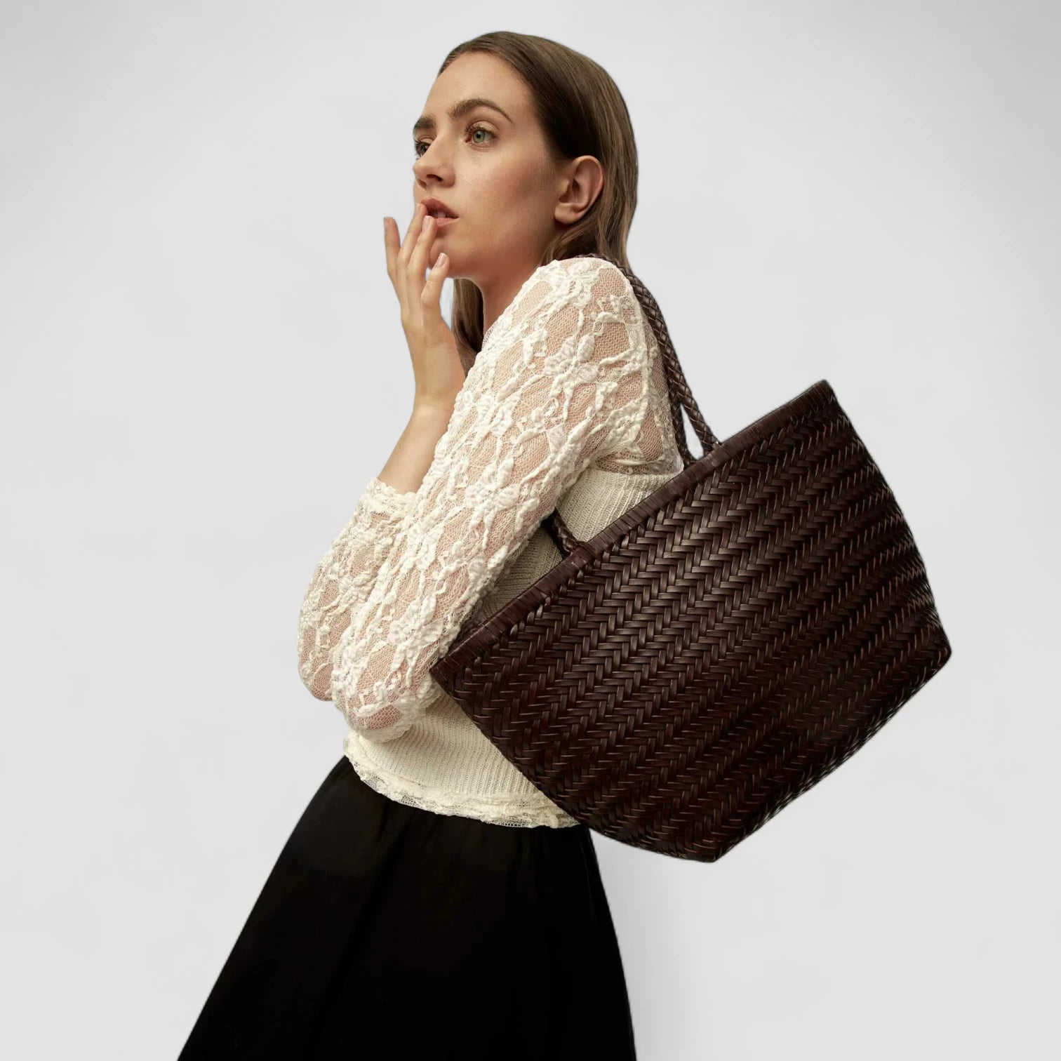 The Siena Braided Tote in Pure Leather