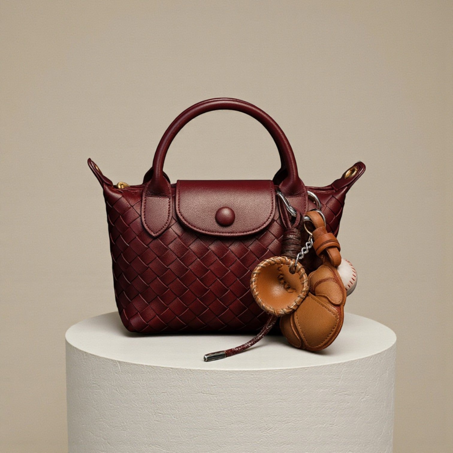 Crimson Woven Mini Satchel