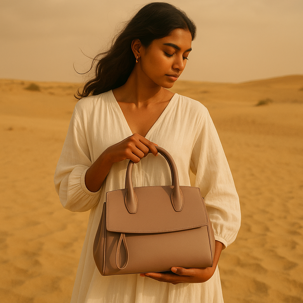 Sanchi Leather Tote – Inspired by the Great Stupa, Sanchi
