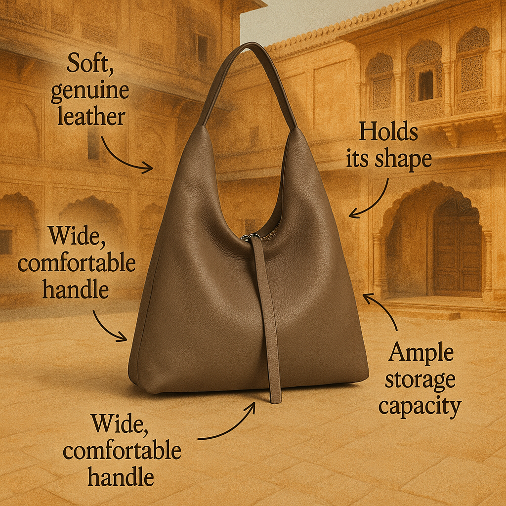 Kiva Leather Bag Inspired by Qutub Minar