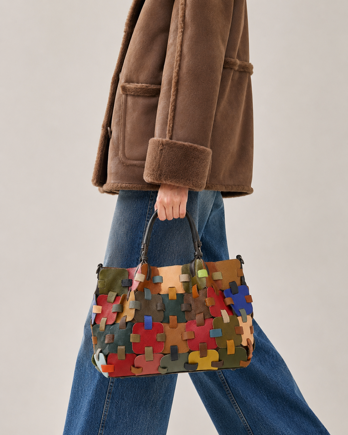 Puzzle Tote in Pure Leather