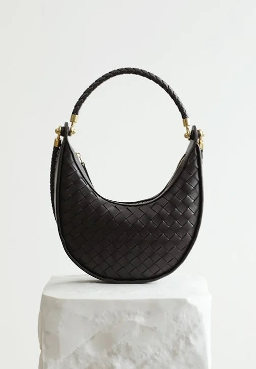 Elena Crescent Bag in Pure Leather