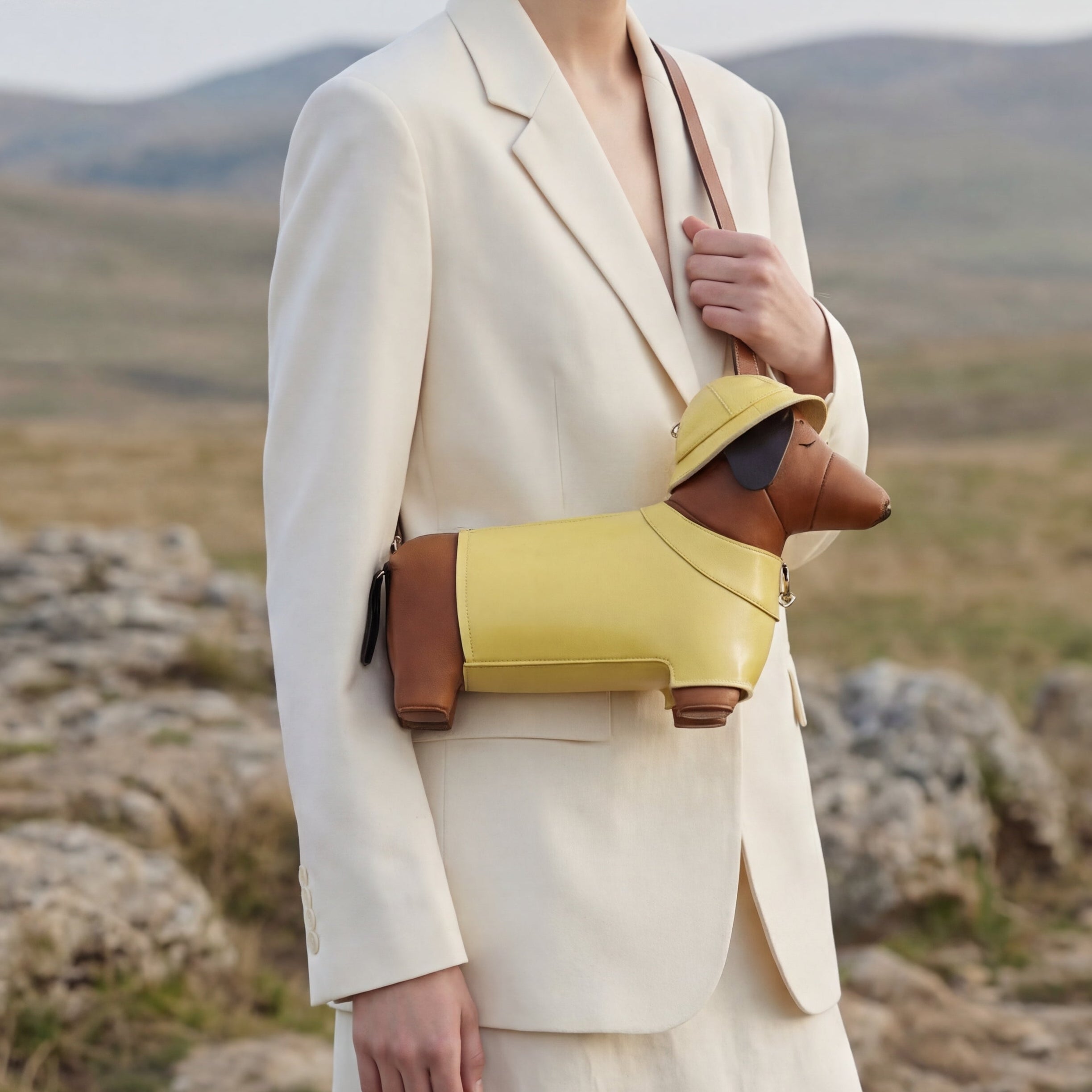 Dachshund Safari Bag in Vegan Leather