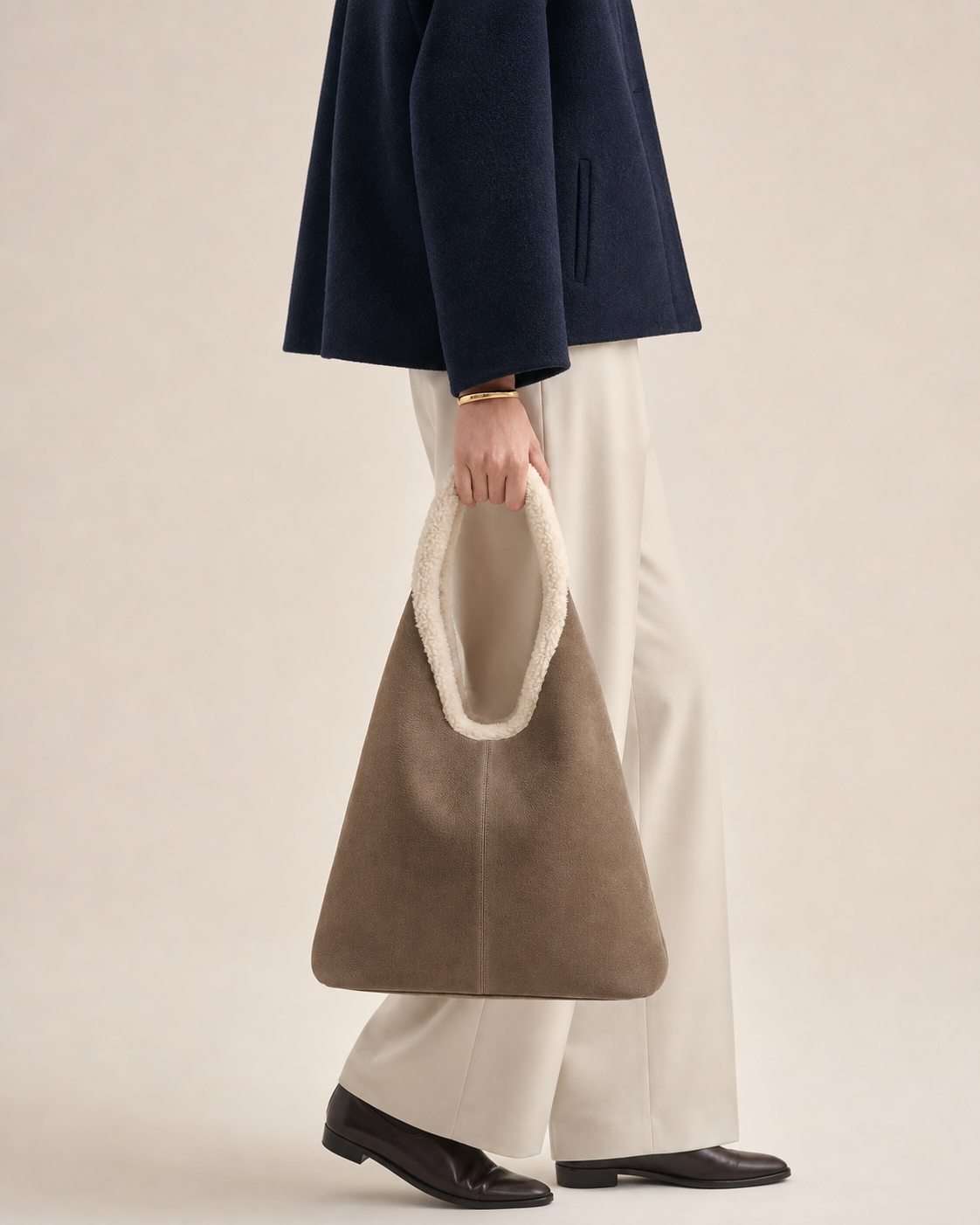 Solace Shearling Tote in Pure Leather