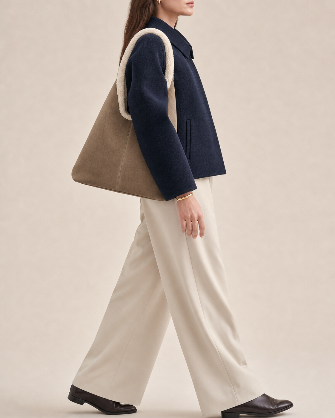 Solace Shearling Tote in Pure Leather