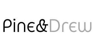 The word Pine & Drew in a stylized font on a white background