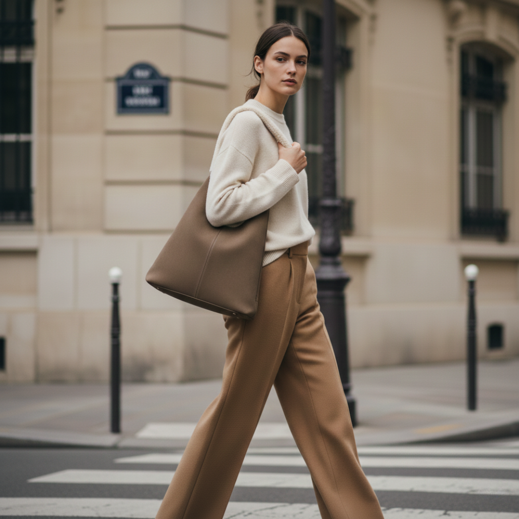 Solace Shearling Tote in Pure Leather
