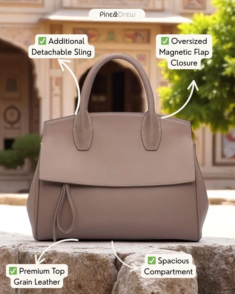 Sanchi Leather Tote – Inspired by the Great Stupa, Sanchi