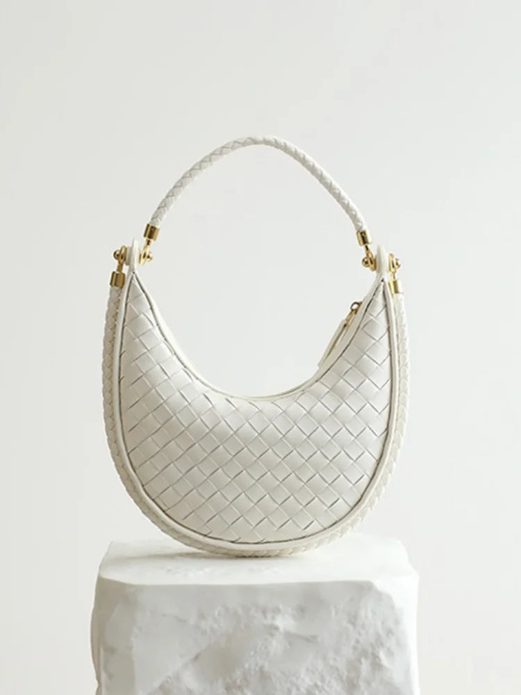 Elena Crescent Bag in Pure Leather