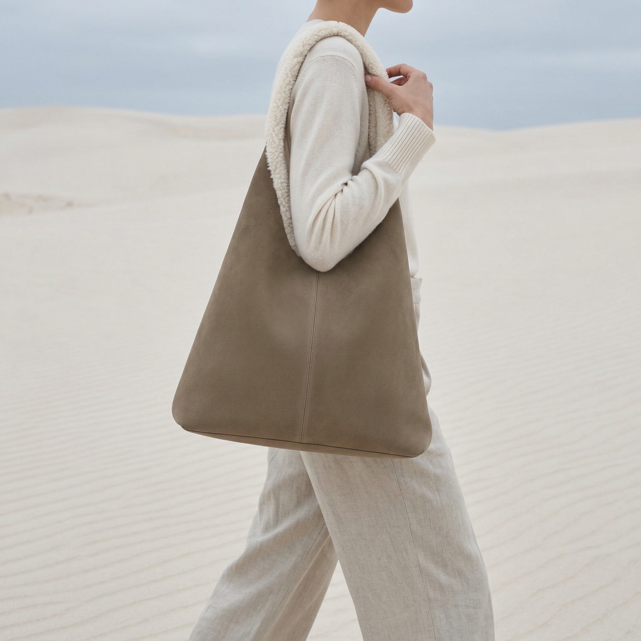 Solace Shearling Tote in Pure Leather
